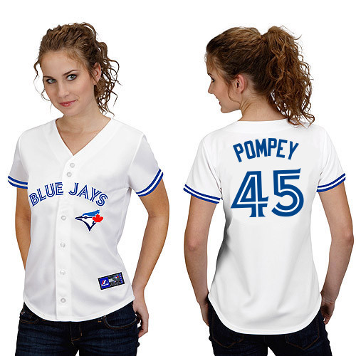 Dalton Pompey #45 mlb Jersey-Toronto Blue Jays Women's Authentic Home White Cool Base Baseball Jersey